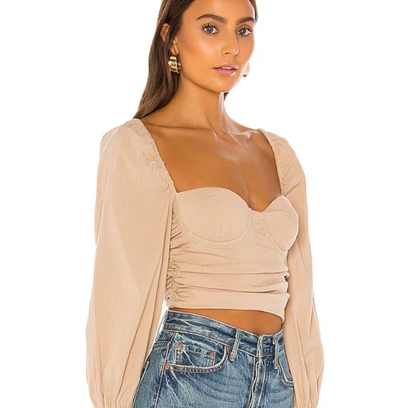 MAJORELLE Tops - MAJORELLE Emily Top Cropped Long Sleeve Beige In store now Revolve XS